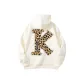 Apricot Leopard Print Letter K (Thickened and Fleece-Lined)