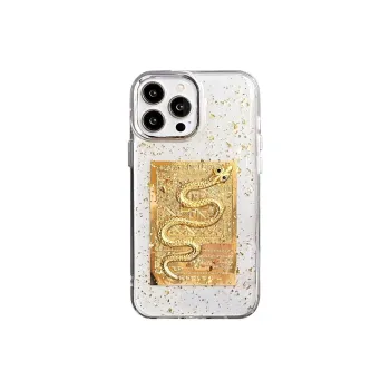 Wei Xin Acrylic Material 3D Gilded Golden Snake Phone Cases Compatible With IPhone 16/15 Pro Max/Apple 13/14 Pro/Max