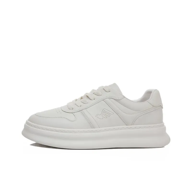 Bansley Abrasion Resistant Low Top Skateboard Shoes Men's White-0