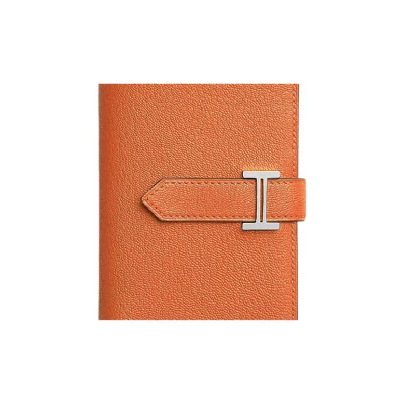 HERMES Bearn Mysore Goat Skin Wallet Women's 93 Orange Hermes Orange-2