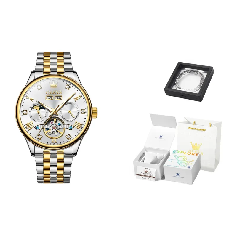 OLEVS Wisdom Series Mechanical Movement Watch Men's Watches Black Dial-8