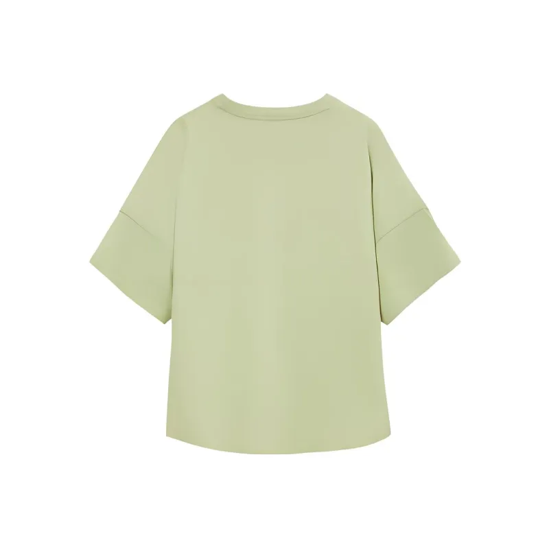 LOEWE Solid Color Crew Neck Pullover Short Sleeved T Shirt Women's Light Green-1