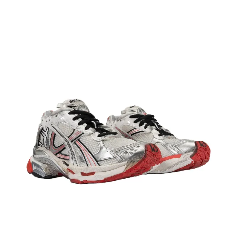 Balenciaga Mesh Runner Low Top Casual Shoes Men's Silver-2