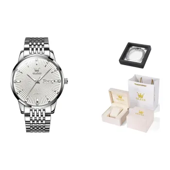 OLEVS Minimalist Series Mechanical Movement Stainless Steel Watchband Watch Men's Watches White Dial