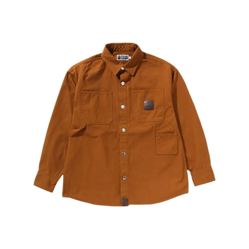 Bape Bathing Ape Logo Canvas L/S Work Shirt-2