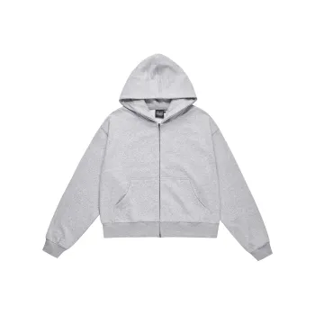 MAD WITCH Gray Hoodie Vintage Casual Boxy Cropped Loose Fit Coat Unisex