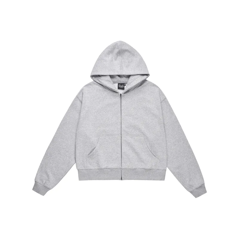 MAD WITCH Gray Hoodie Vintage Casual Boxy Cropped Loose Fit Coat Unisex-0