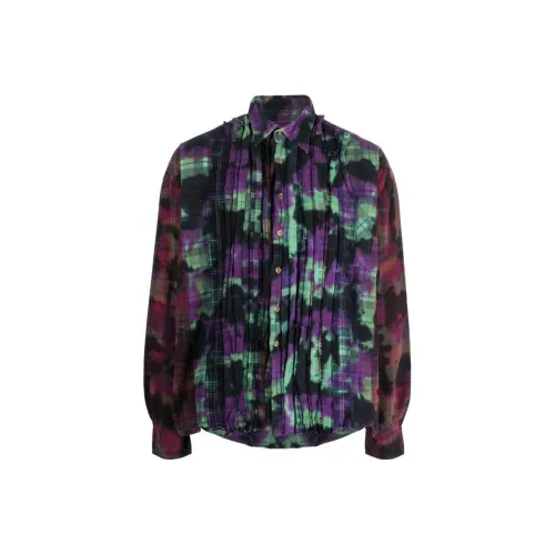 Needles Distressed Effect Pleated Flannel Shirt