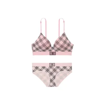 Victoria's Secret Underwear Set Women's Pink Plaid