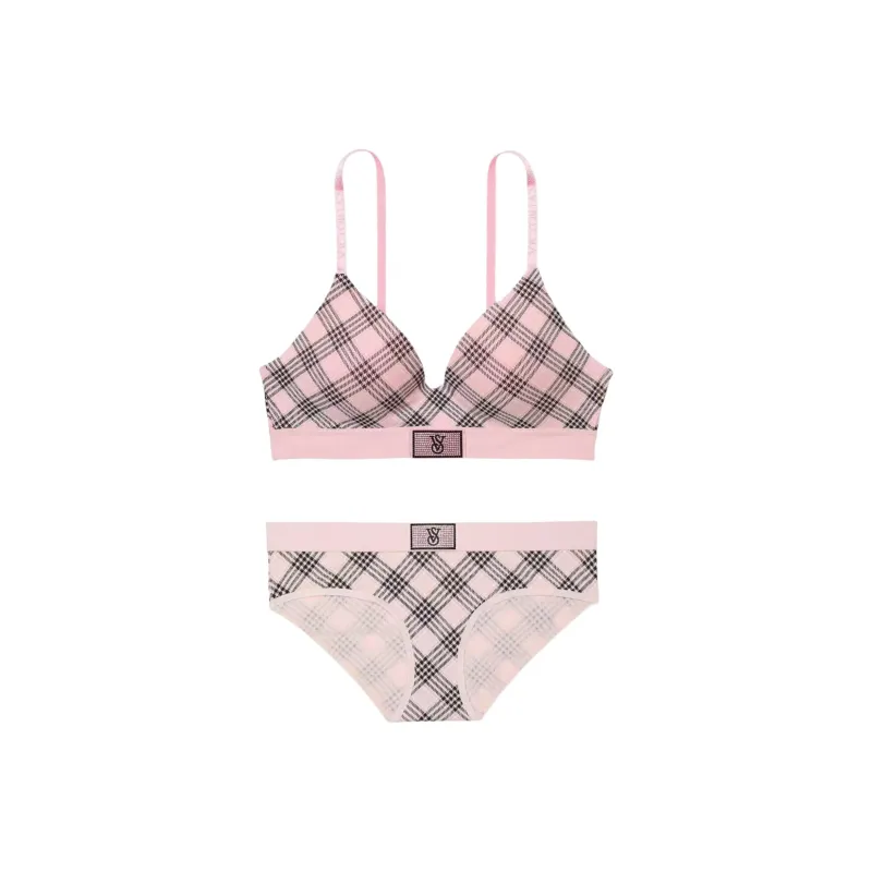 Victoria's Secret Underwear Set Women's Pink Plaid-0