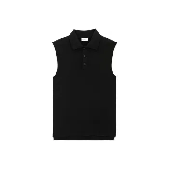 SAINT LAURENT Cassandre Sleeveless Polo Shirt