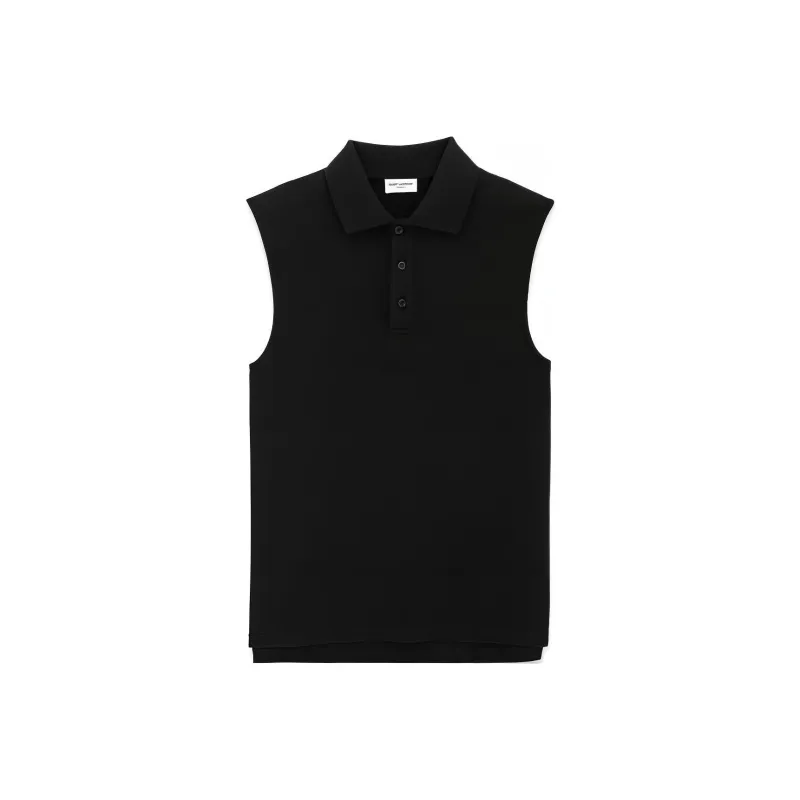 SAINT LAURENT Cassandre Sleeveless Polo Shirt-0
