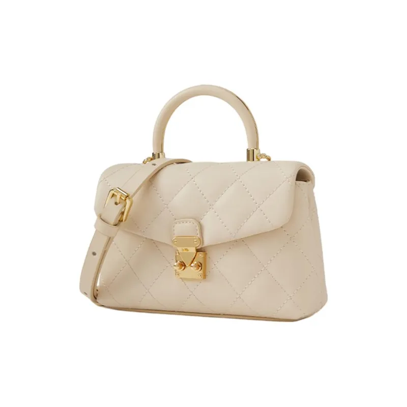 ELLE Split Cow Leather Shoulder Bag, Crossbody Bag, Handbag Women's Black/Pink/White-6