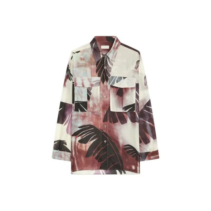 DRIES VAN NOTEN Printed Oversized Silk Shirt-0