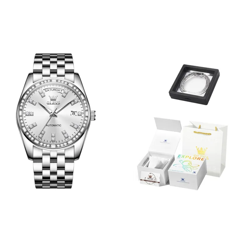 OLEVS Radiant Collection Mechanical Movement Watch Men's Watches White Dial-0