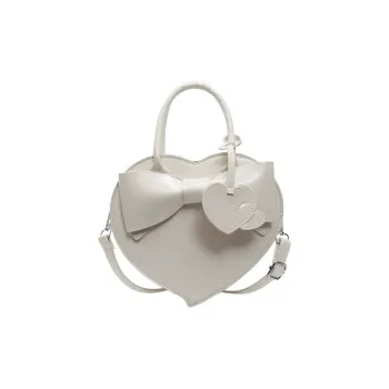 Juju Jimmy PU Heart Shaped Bag, Shoulder Bag, Crossbody Bag, Handbag Regular Women's Pink/Ecru/Burgundy