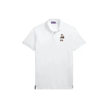 Ralph Lauren Purple Label SS24 Custom Slim Fit Polo Bear Polo Shirt Men's White