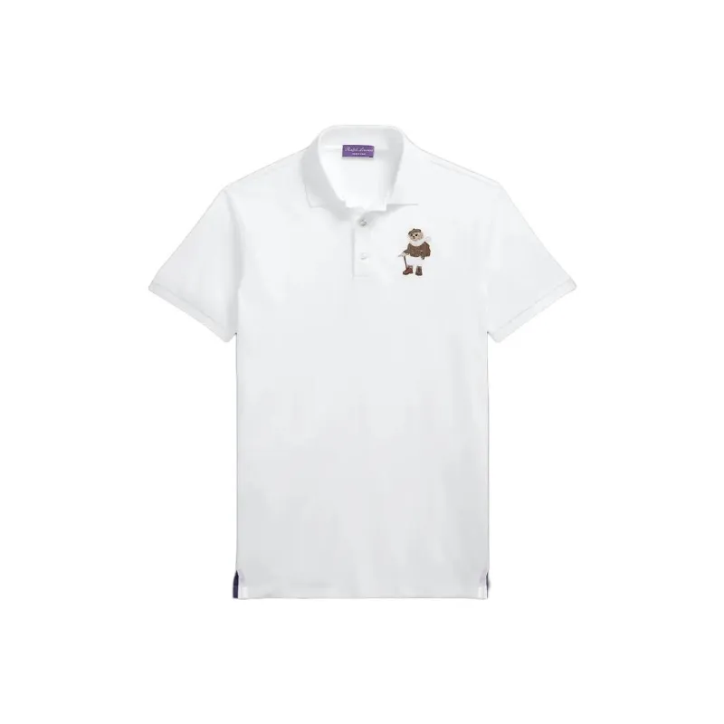 Ralph Lauren Purple Label SS24 Custom Slim Fit Polo Bear Polo Shirt Men's White-0