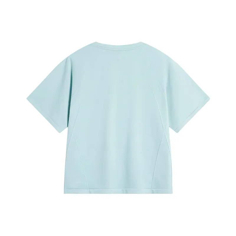 LiNing Fitness Series Drop Shoulder Sleeve Short Sleeved T Shirts Women's Camlet Green-1