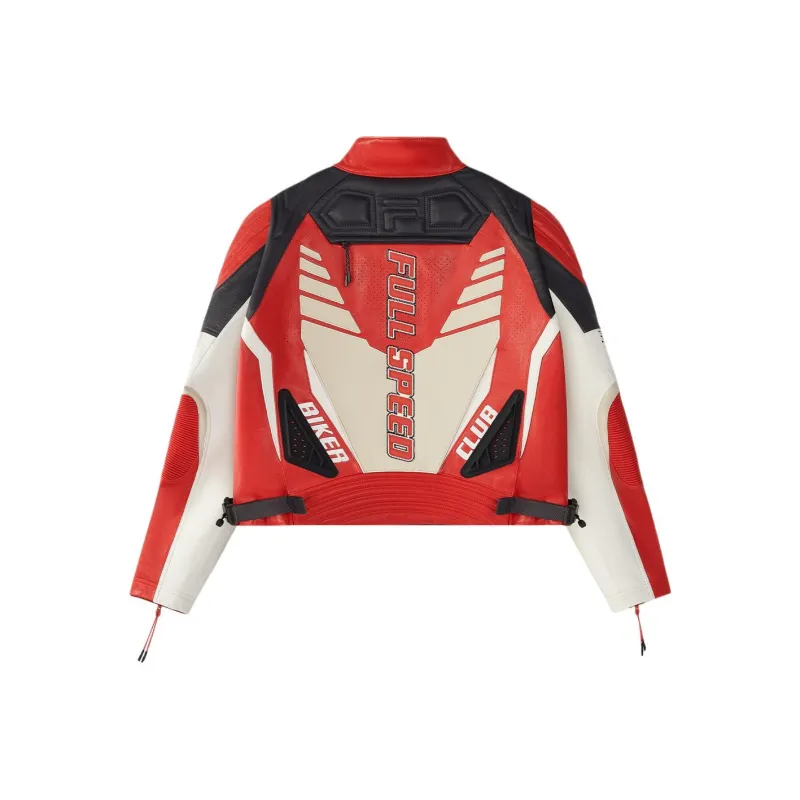 FILA FUSION x DUCATI GEXTREME RED Leather Jacket Unisex Red-1
