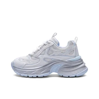 Kappa Back to Back Anti Slip Wear Resistant Low Top Chunky Sneakers Women's Classic White Iceberg Blue