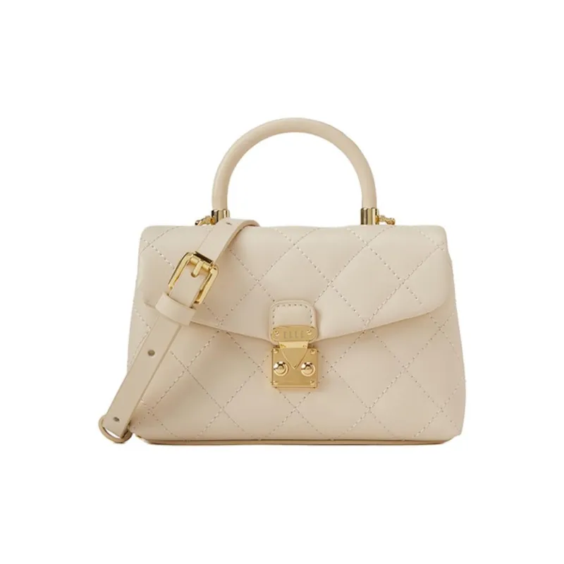 ELLE Split Cow Leather Shoulder Bag, Crossbody Bag, Handbag Women's Black/Pink/White-8