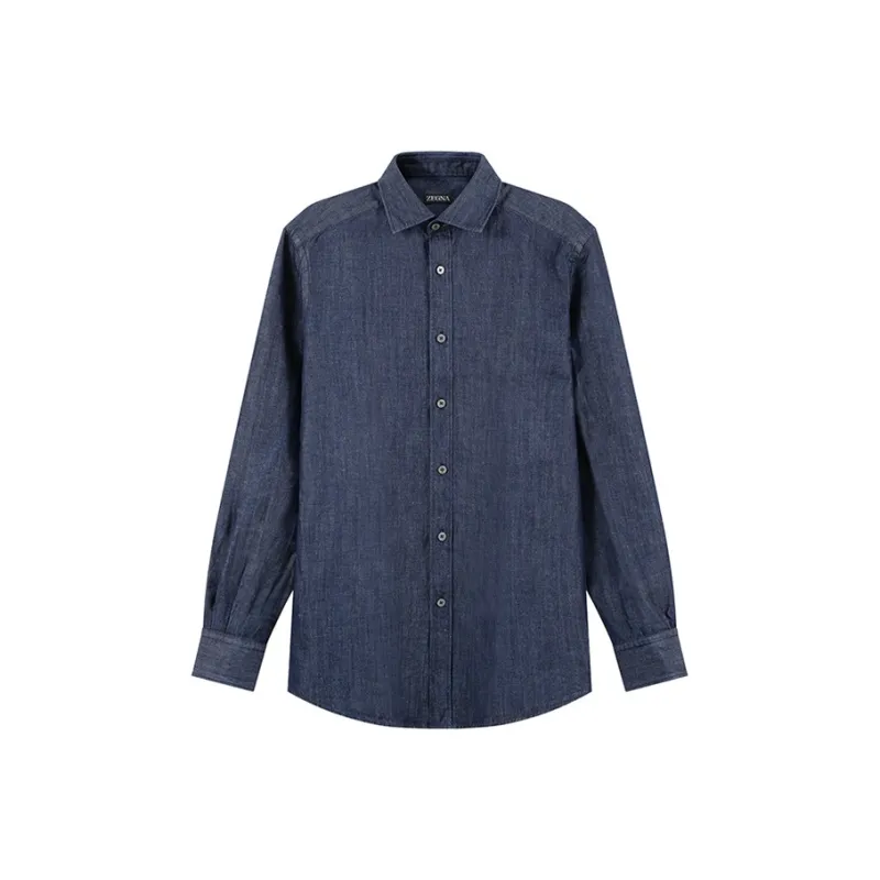 Zegna SS24 Shirt Men's Denim Blue-0