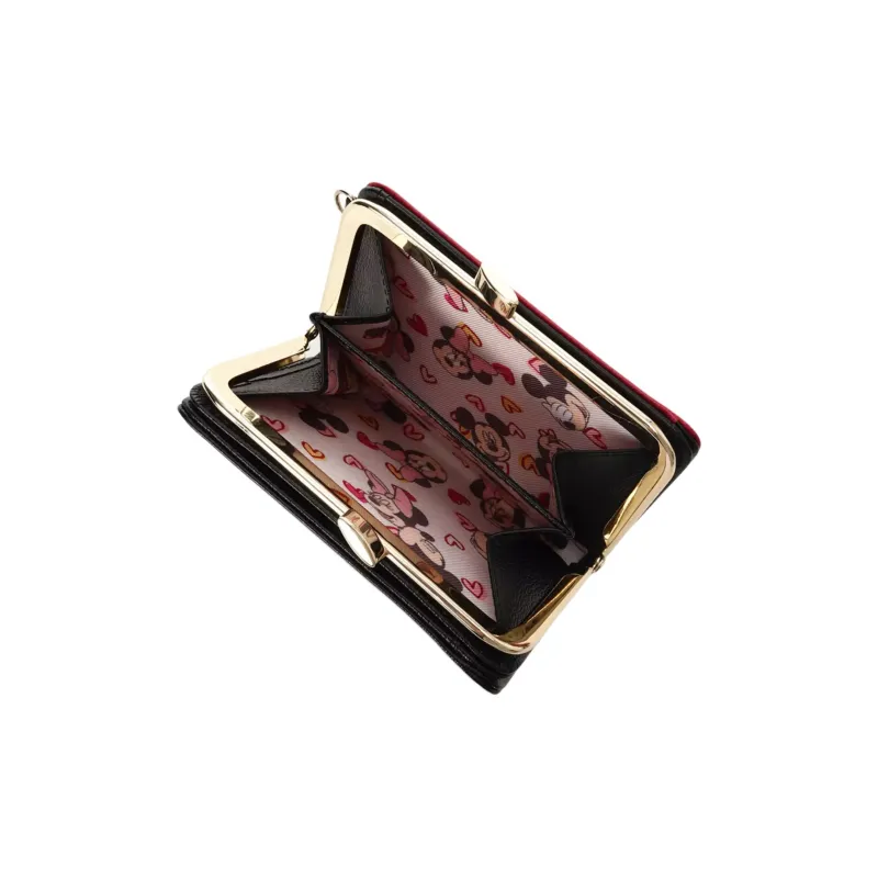 Disney Cow Leather Wallet Women's Black-4