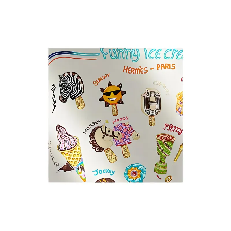 HERMES Silk Scarves Women's White-2