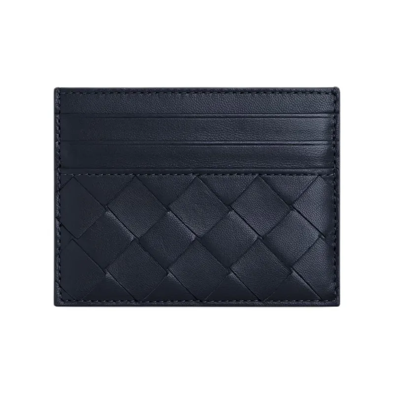 Bottega Veneta Intrecciato Sheepskin Card Holder Women's Space Blue-0