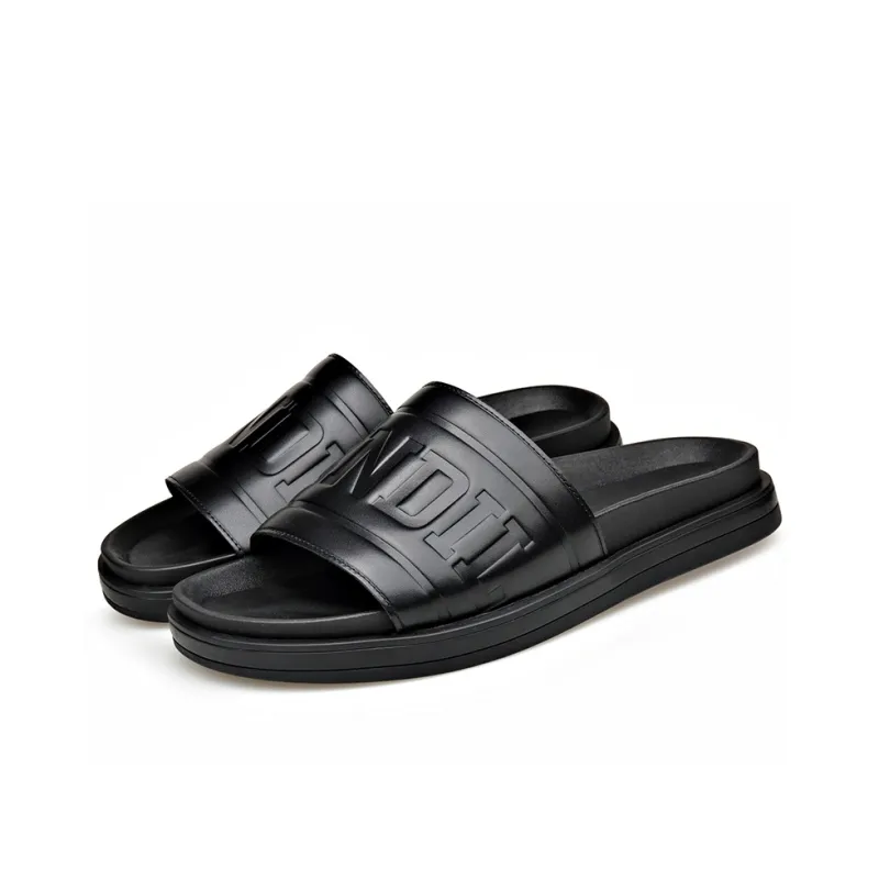 LUOMAIKE Rubber Sole Slip Resistant Slide Slippers Men's Black-2