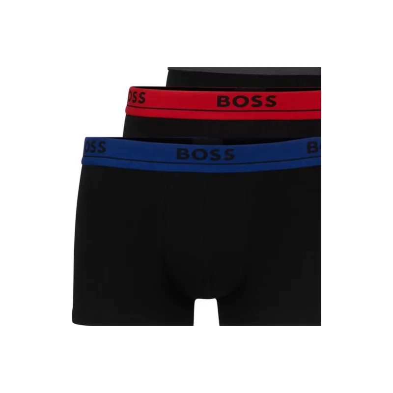 HUGO BOSS Three Pack Of Stretch Cotton Trunks With Logo Waistbands Underpants Men's 3 Pack Black-2