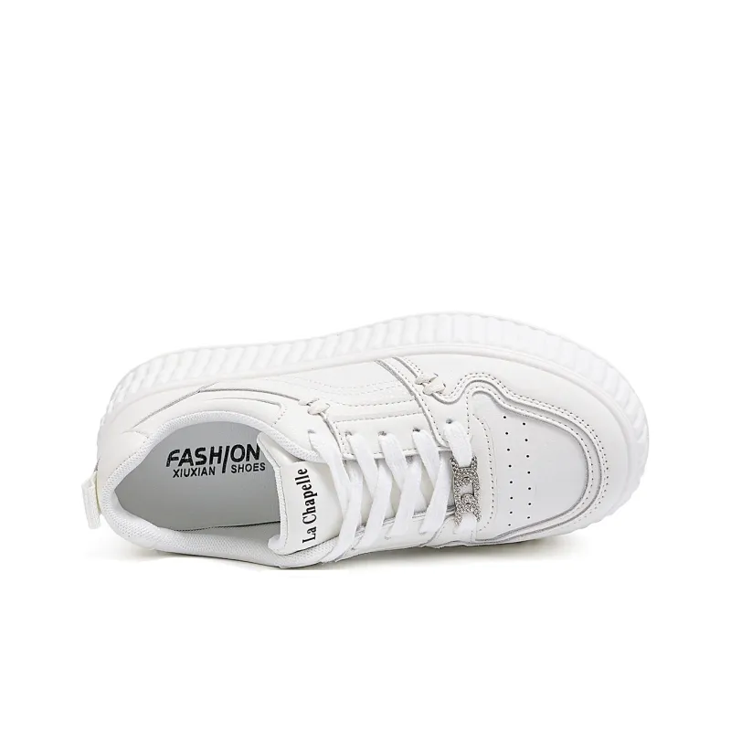 La Chapelle Anti Slip Wear Resistant Low Top Skateboard Shoes Women's White-6