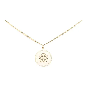 CHANEL 2006 Gold Plated Camellia Pendant Necklace Costume Necklace