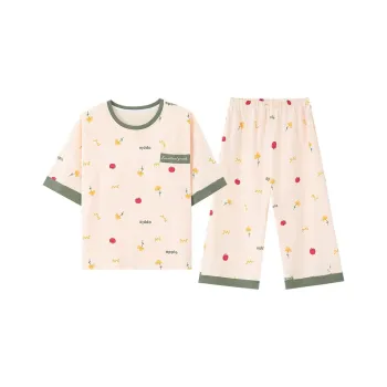 Sleep Pajama Set Women's Fruit Blossom Fun Painting