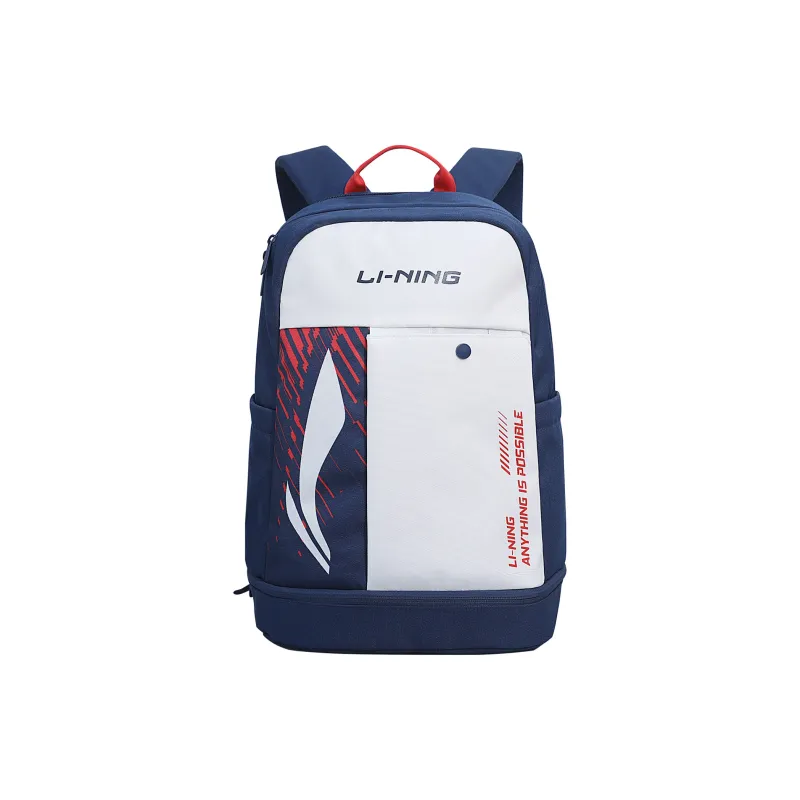 LiNing Badminton Series Polyester Backpack Regular Unisex White & Blue-0