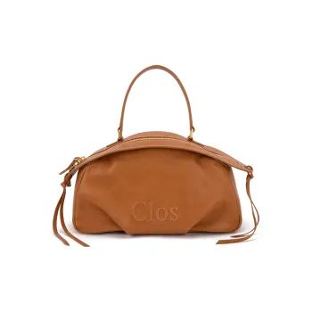 Clos Fog Wax Vegetable Tanned Top Grain Cow Leather Handbag Small Size Women's Green/Apricot/Black/Brown