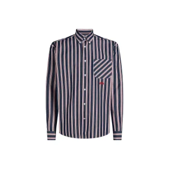 Tommy Hilfiger Camisa De Rayas Sport Shirt Men's Blue
