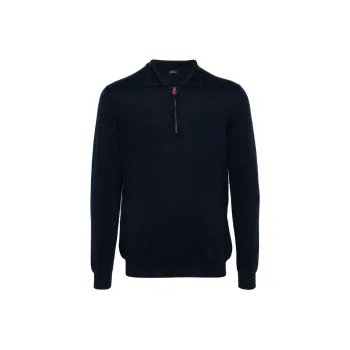 KITON Long Sleeve Cashmere Silk Polo Shirt