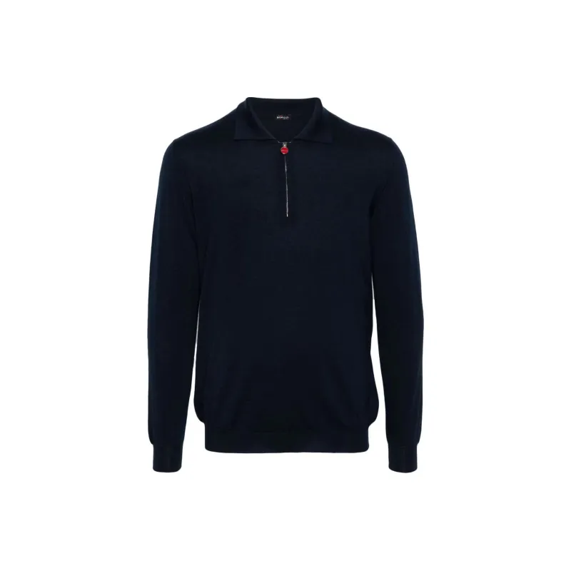 KITON Long Sleeve Cashmere Silk Polo Shirt-0