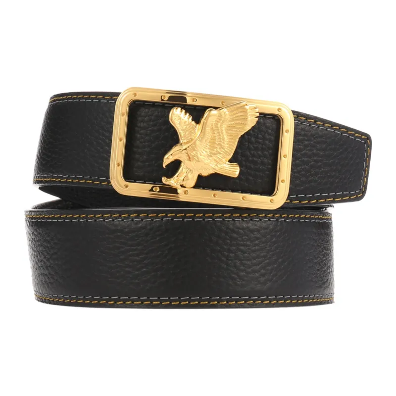 JONNY MOORE Top Grain Cow Leather Belts Men's 3.5cm-3