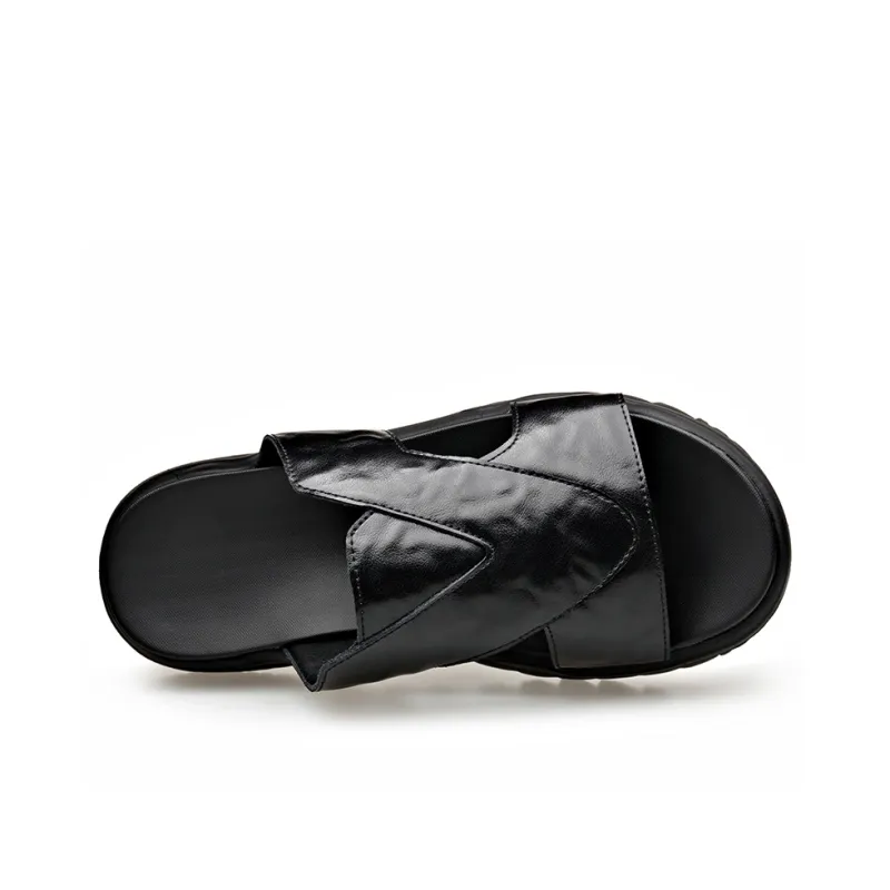 LUOMAIKE Rubber Sole Slip Resistant Slide Slippers Men's Black-3