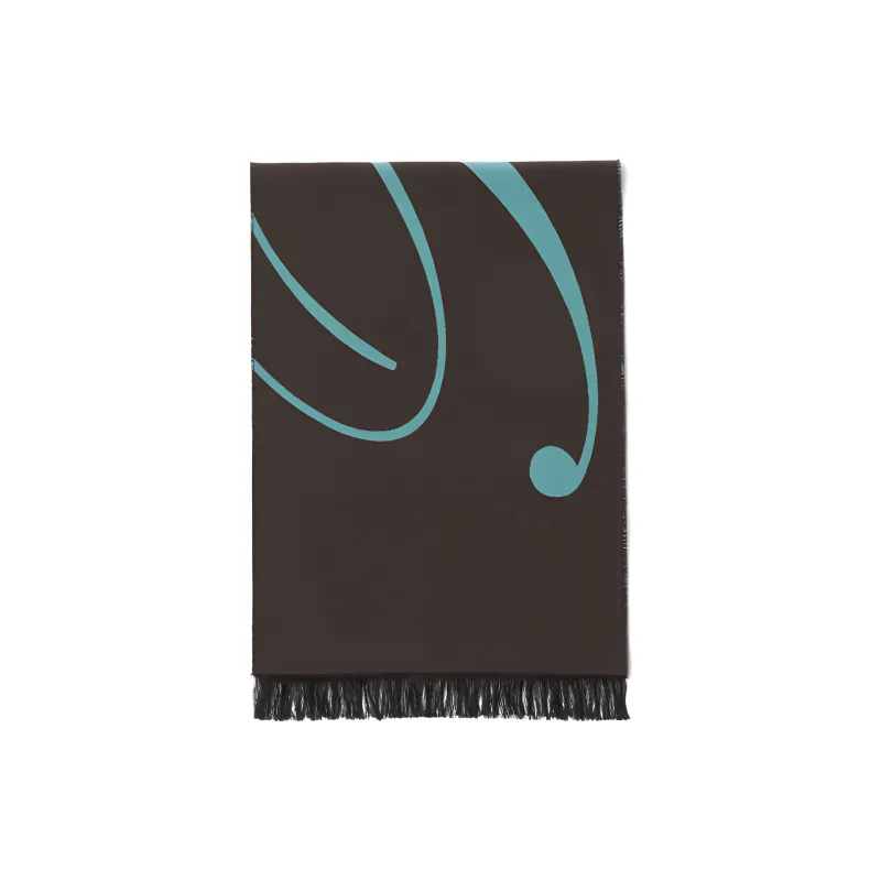 Burberry Intarsia Knit Logo Fringe Detailed Scarf-1