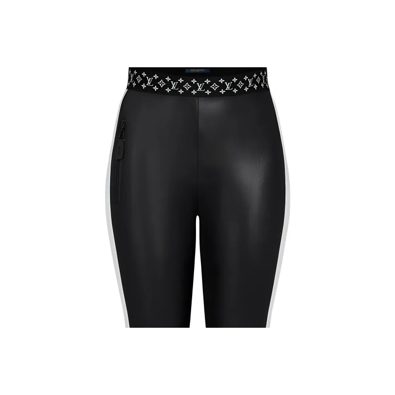 LOUIS VUITTON Contrast Accent Leather Leggings-3