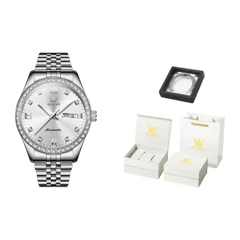 OLEVS Mechanical Movement Stainless Steel Watchband Watch Men's Watches White Dial