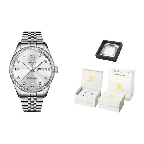 OLEVS Mechanical Movement Stainless Steel Watchband Watch Men's Watches White Dial