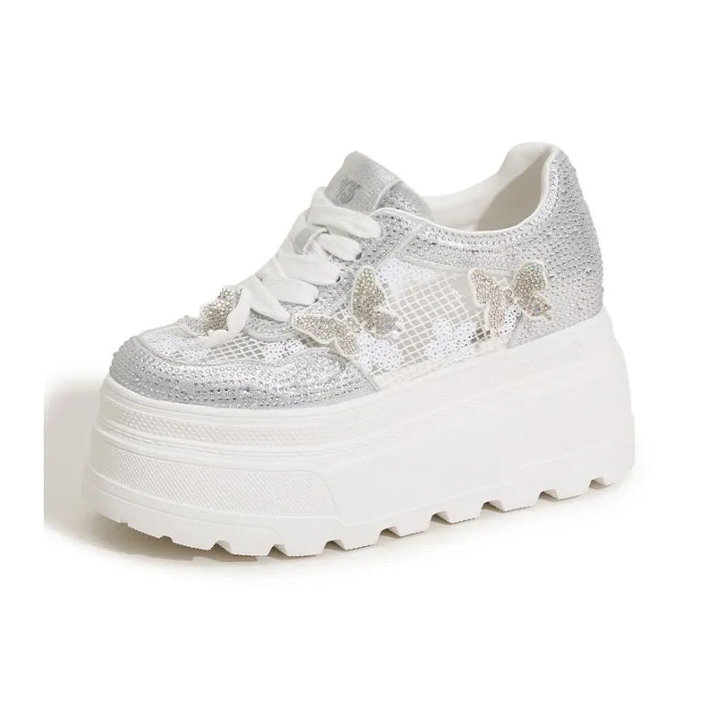 Milan Love Song Height Increasing Lightweight Breathable Low Top Casual Shoes Women's White-7