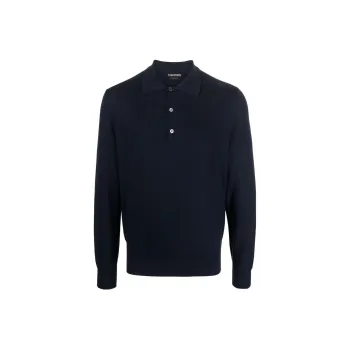 TOM FORD Long-sleeve Silk-blend Polo Shirt