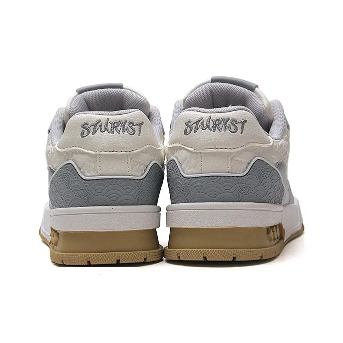 STUR YSN Wear resistant And Lightweight Low Top Skateboard Shoes Unisex Greige-5