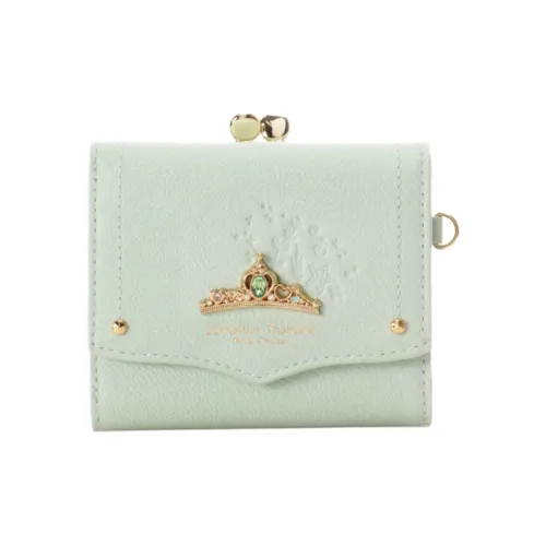 Disney Cow Leather Wallet Women's Light Green